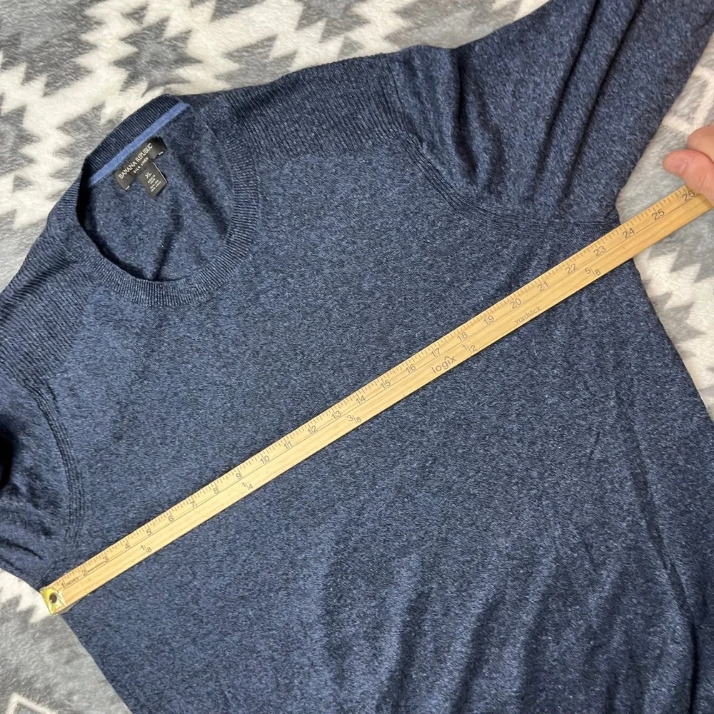 Banana Republic Mens XL Silk Linen Blue Crewneck Sweater 584362-00 Heathered